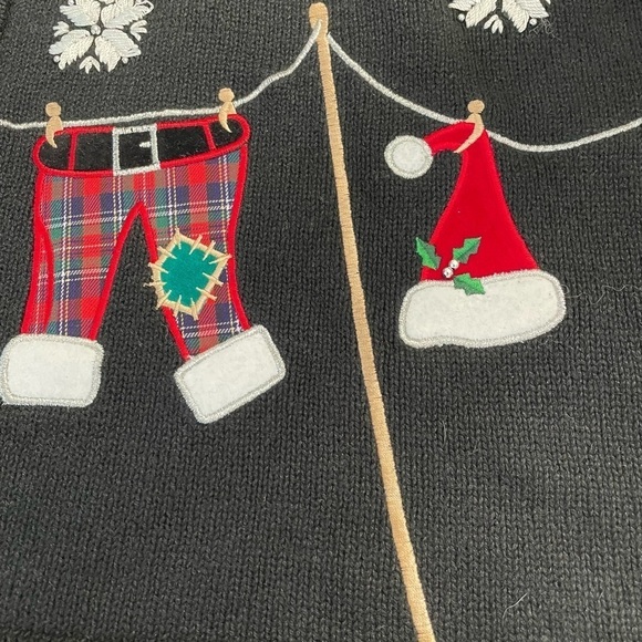 Cristal Kobe  women’s black knit Christmas sweater/ Cardigan size Large snowflak - Picture 4 of 6